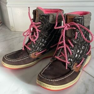 Sperry Top-sider quilted and leather high top boots, women 6.5 or big girl 4.5